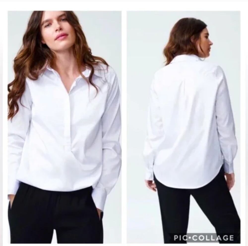 Universal Standard Elbe Popover Shirt 4XS 00 0 2XS NWT White Academia Prep